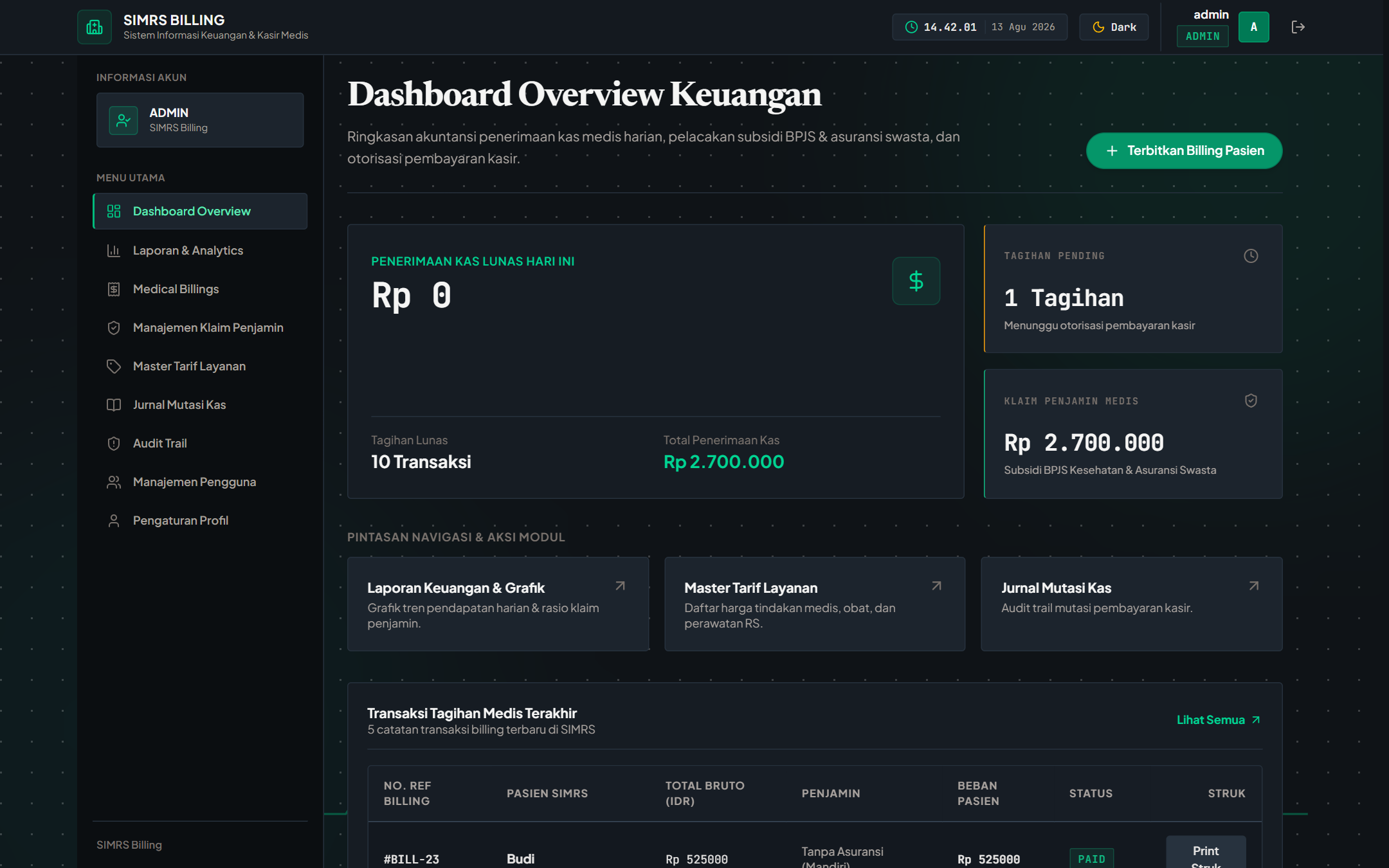 SIMRS Billing — Sistem Informasi Manajemen Rumah Sakit